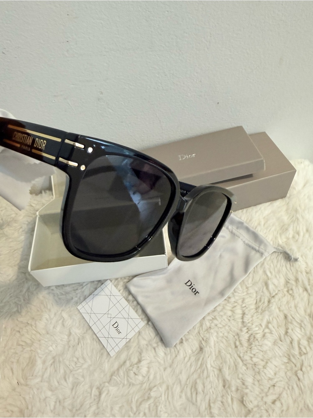 Christian Dior Black Square Sunglasses with Dark Gold Lenses - Picture 6 of 12